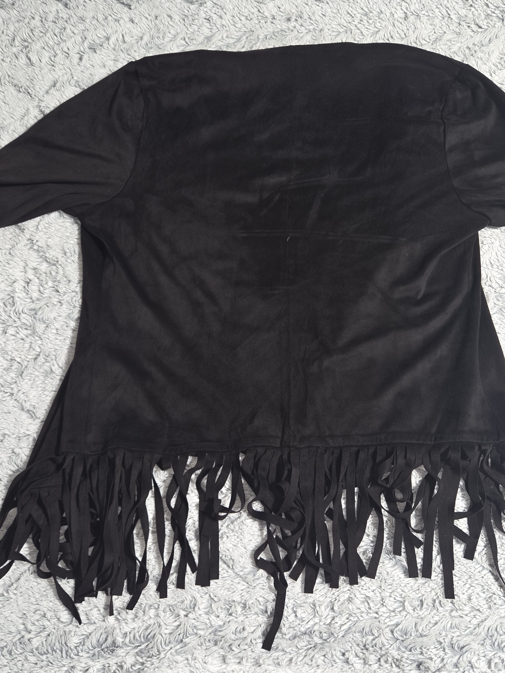 Gibson Latimer Black Faux-Suede Fringe Utility Jacket